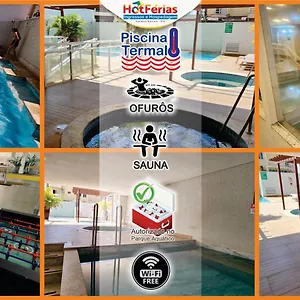 Apartamento Everest Flat Service Com Piscinas Termais, Prox Ao Shopping Singapura, Water Park, Clube Prive, Riviera, Boulevard - Hotferias, Caldas Novas